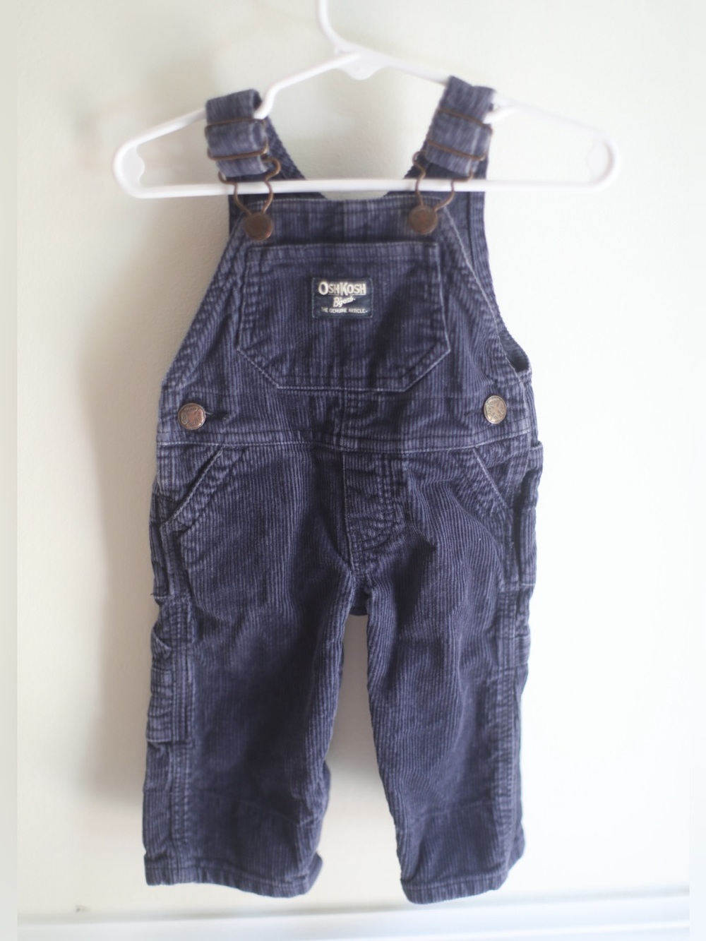 OshKosh B'gosh Dark Blue Corduroy Overalls with Adjustable Straps 100% Cotton 3M